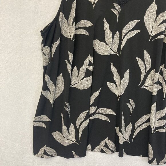 Catherines AnyWear Slinky Tank Top Womens 4X 30/32W Leaf Print Sleeveless Black - Picture 6 of 9